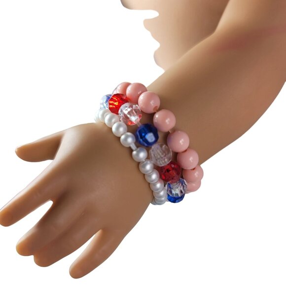 18" Doll Bracelets Jewelry Accessories Pearls Patriotic Beads Lot Of 3 OG AG - Picture 2 of 5